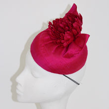 Bright Pink Shot Silk Chrysanthemum Cocktail Hat